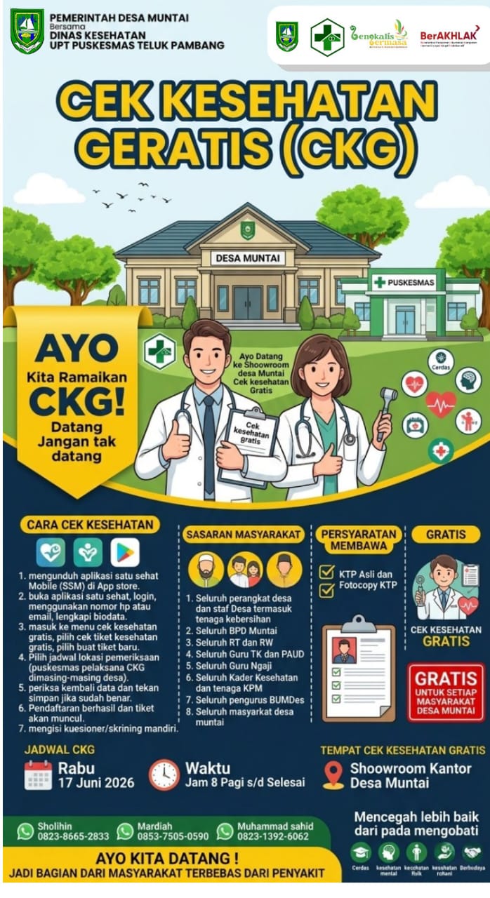 Pemerintah Desa Muntai Imbau Masyarakat Manfaatkan Program Cek Kesehatan Gratis