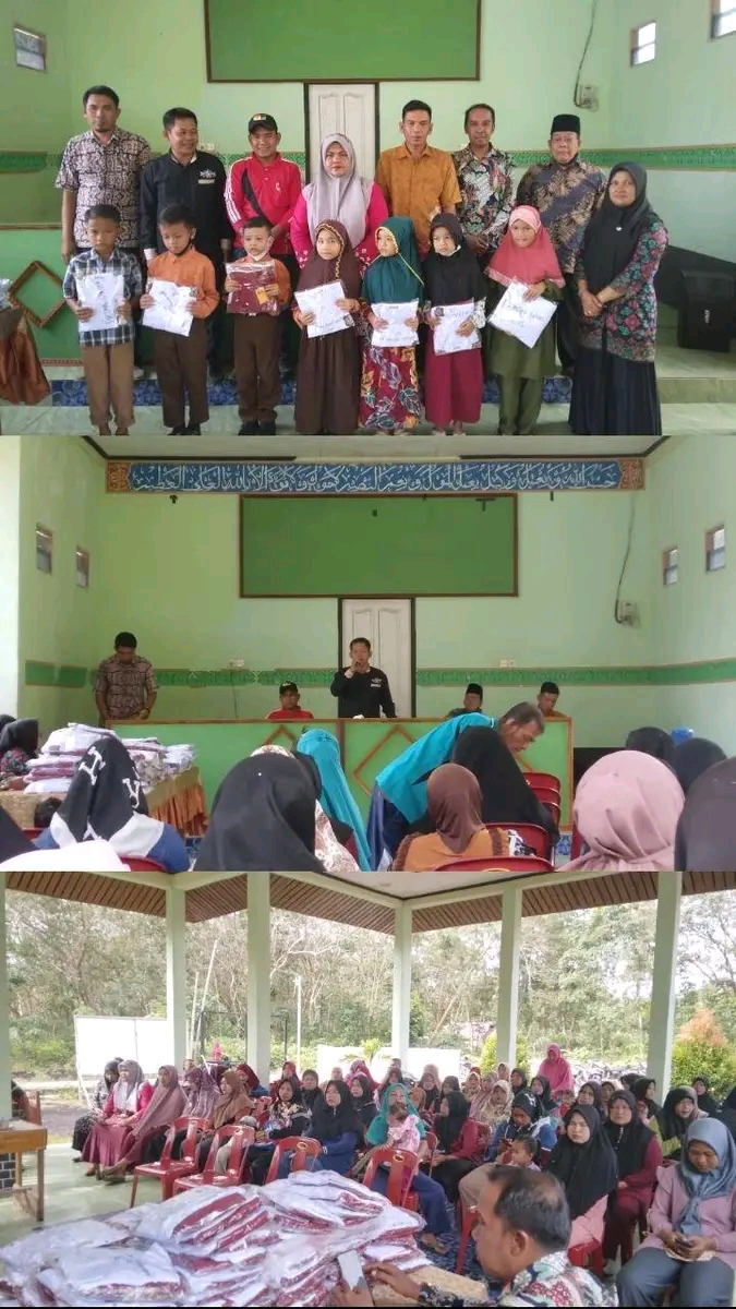 Kepala Desa muntai menyerahkan bantuan Pendidikan Ke 152 anak Sekolahan.