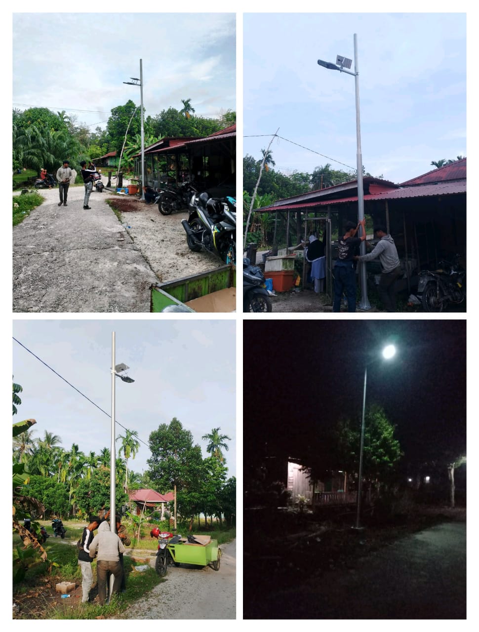 Pemerintah Desa Muntai Pasang Lampu Penerangan Jalan Tenaga Surya di Empat Titik Utama