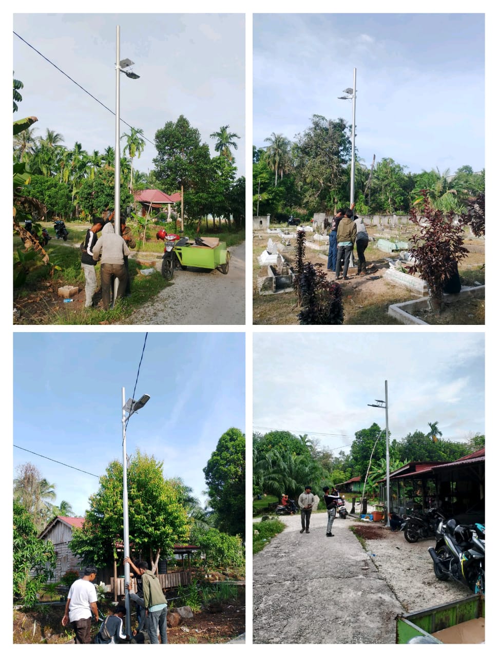 Pemerintah Desa Muntai Pasang Lampu Penerangan Jalan Tenaga Surya di Empat Titik Utama